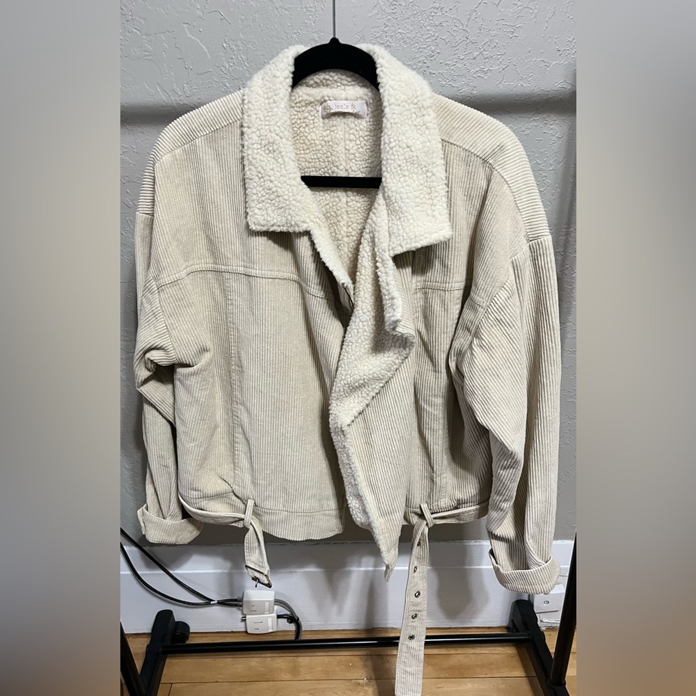 Long Sleeve Washed Corduroy Zip Up Jacket